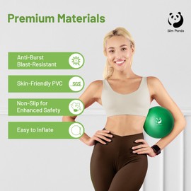 Slim Panda Pilates Ball, 9 Inch Small Exercise Ball, Anti Burst Mini Yoga Ball for Stability, Workout, Barre, Core Strength, Physical Therapy, Balance, Stretching