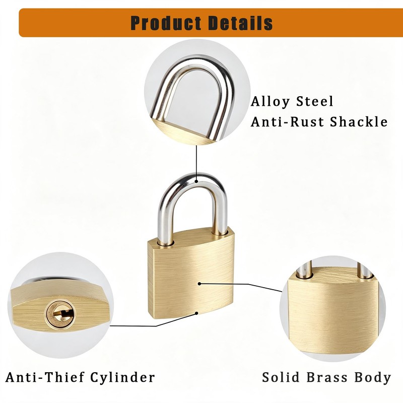 10Pack Small Locks Keyed Alike, 0.98Inch (25mm) Wide Lock Body