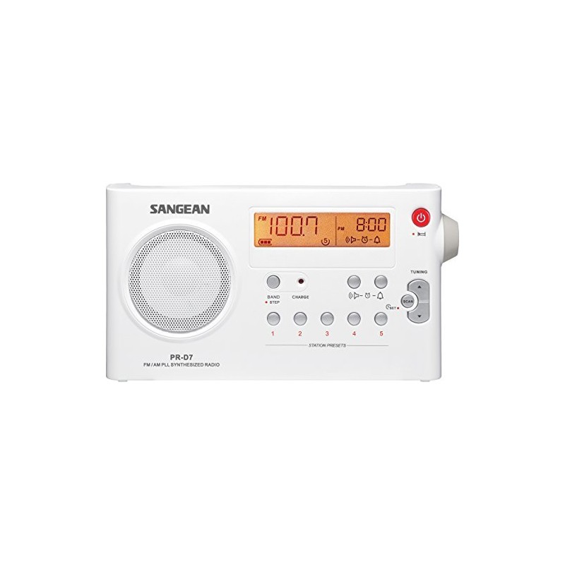Sangean PR-D7 Digital Portable Radio with Built-in Battery Charger, AM/FM,