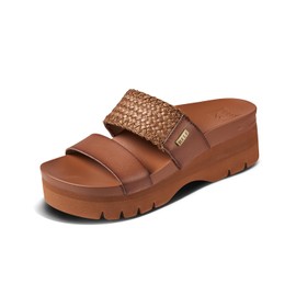 REEF Womens Cushion Vista Higher Platform Fashion Sandal, Arch Support, Ultra Soft Cushion Footbed, Espresso Raffia, 7