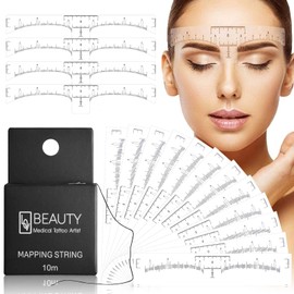 Pack of 100 Eyebrow Rulers with 1 Box 10M Premium Eyebrow Mapping Ink String for Microblading