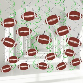 48Pcs Football Party Decorations Hanging Swirls, Football Theme Party Supplies Birthday Football Sports Cutouts Foil Streamers Wall Ceiling Hanging Spirals Decor for Boys Kids Men