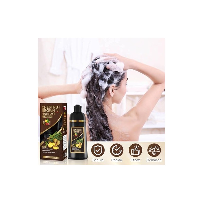 Hair Dye Shampoo Champú Tinte Instantáneo Suave Delicado Cobertura Canas