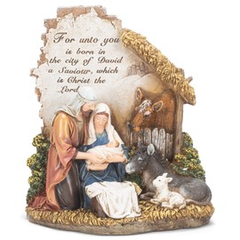 Unto You a Savior is Born 10 inch Christmas Nativity Scene Sculpture Figurine