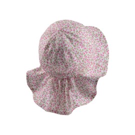 Sterntaler Millefleurs Sun Hat with Neck Protection and Tie Band - Peaked Cap Children Lined with Batiste (Organic) - Summer Hat Girls Made of Cotton with Size Adjustment Band UV30 - White, 51