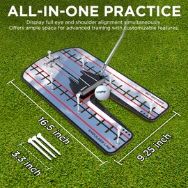 KINGTOP Ultra Golf Putting Mirror - Full Alignment View for Eyes & Shoulders - Ideal for Indoor | Outdoor Practice, with Carry Bag and Golf Tees