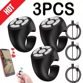 Unbranded Bluetooth Compatible Phone Scrolling Page Turner Ring Fingertip Remote Control - 3PCS