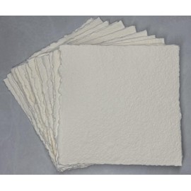 Ultra Thick Handmade Watercolor Paper with Deckle Edge - 500GSM - Premium White Cold Press Textured Mixed Media Paper Made with Recycled Cotton - 25 Loose Leaf Sheets - 8x8" / 20.3x20.3 cm