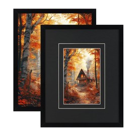 Serwrsw 8x10 Black Picture Frame with Double Black Mat 2 Pack, 8 by 10 Matted Frame for 4x6 or 5x7 or 8x10 Photo, Family Wedding Frame Set for Tabletop or Wall