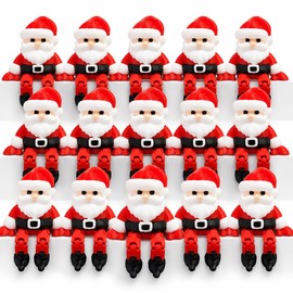15 Pack Mini Santa Figurines, Christmas Decorations with Movable Legs