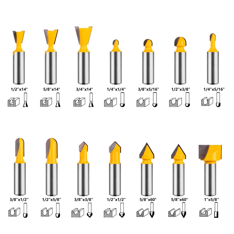 UTRUSTTO Router Bits 70 Pieces, 1/2 Inch Shank Tungsten Carbide