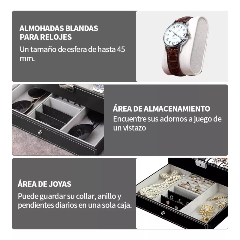Kirotla Estuche Alhajero Relojes Caja Organizador De 12 Espacios