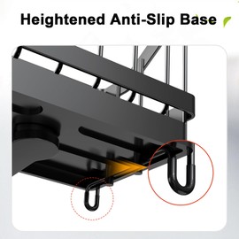 Sink Caddy, Sponge Holder for Kitchen Sink with High Brush Holder, Rustproof and Strong, Anti Slip, Self Draining spout is Ideal，Keep Countertop Organizer, Black