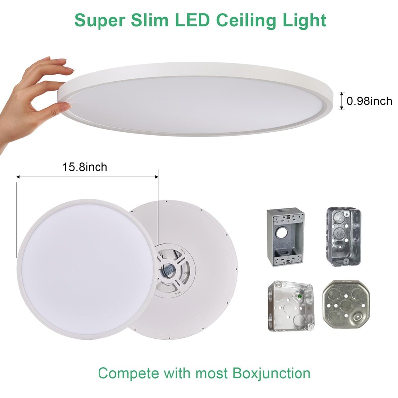 Stkzenod 6PK 15.8 Inch Dimmable Flush Mount LED Ceiling Light