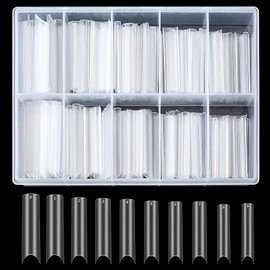 Pack of 200 False Nails Tips, Acrylic Artificial Nail Tips, False Nail Tips, Fake Nails Tips, Fake Clear Extra Long Straight Square for Nail Salons DIY