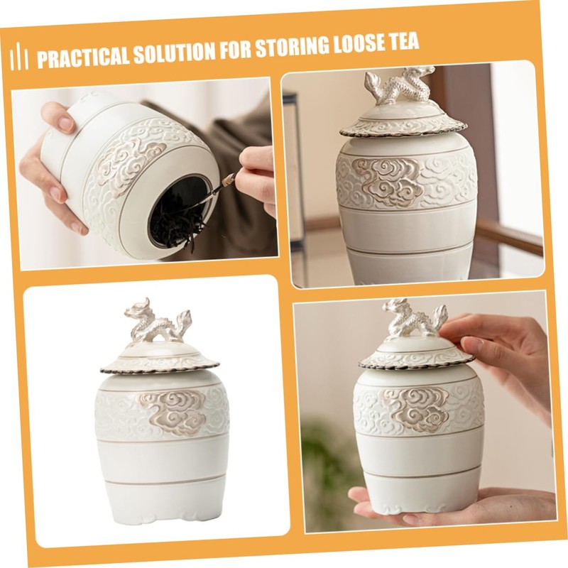 KICHOUSE Matcha Container Tea Bag Storage Ceramic Tea Canister for