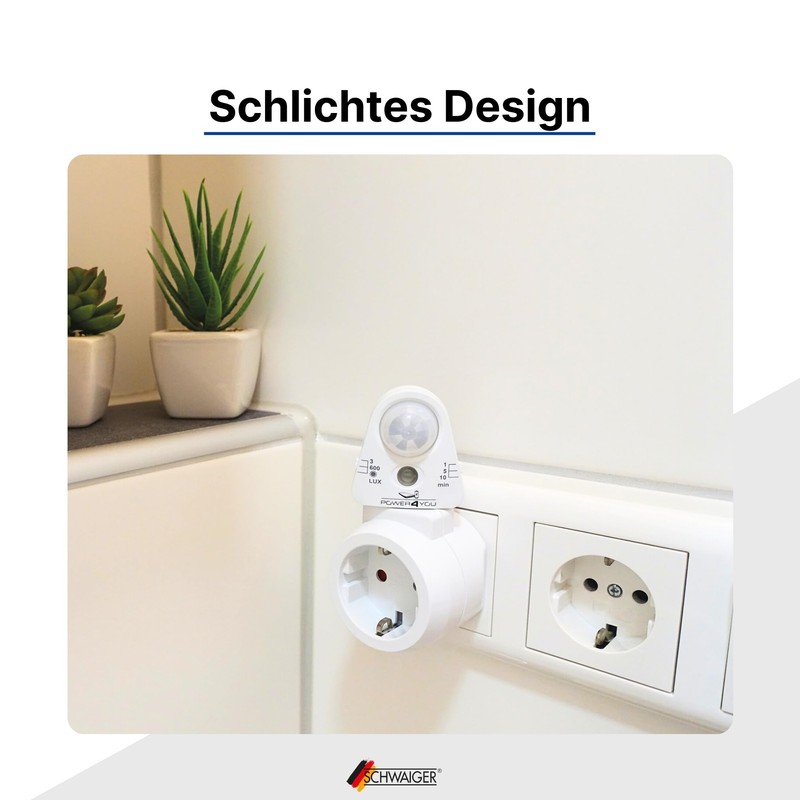 SCHWAIGER 661552 Intermediate Socket PIR Motion Sensor Socket Adapter Light