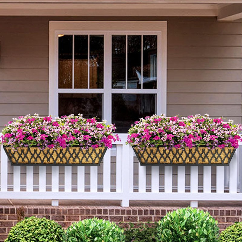 4 Pack 24 Inch Window Boxes Planters for Outdoor Plants