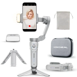 KOSCHEAL Estabilizador 3 Ejes para Celular, Estabilizador de Cardán Portátil y Plegable, Ideal para Vlogging, Youtube, TikTok y Vlog Live para Android y iOS