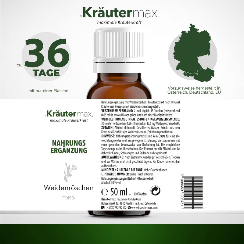 Kräutermax Willow Herb Drops | Willow Herb Small Blossom Extract