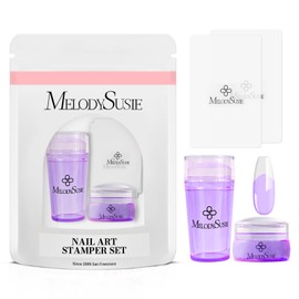 MelodySusie French Nail Stamper, Nail Stamper Kit, Silicone Nail Stamp, Long and Short Stampers with Scrapers, 4PCS Nail Stamper Tool for French Manicure DIY Home Nail Design Salon, Purple