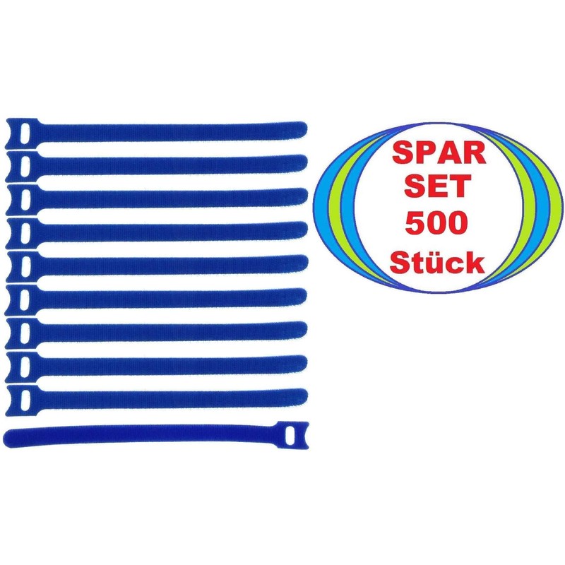 500 x Velcro Cable Ties 200 x 25 mm Blue