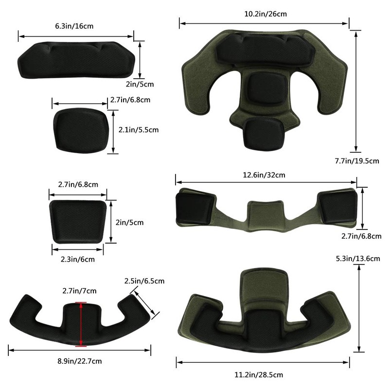 Yzpacc Tactical Helmet Pads, Universal Replacement EX Helmet, Internal Memory