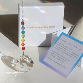 WOOWA Retirement Gifts - A Million Rays You Shine. Cool Happy Retirement Gifts. Best Gifts for Retirement with Congratulations Card. Rainbow Maker Crystal Hanging Ornament, 45 mm Width.