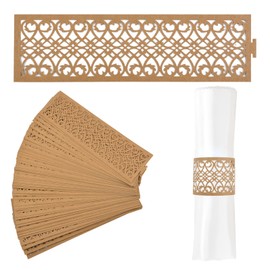 URROMA50 Pcs Kraft Paper Hollow-out Napkin Buckle, Name Paper Napkin Rings Buckles Holder for Wedding Party Birthday party Table Decor