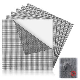 CroBlissful 6pcs Extra Wide 12 x 12 Window Screen Patches Repair Kit Black Screen Tape Mesh Replacement Door Strong Adhesive Fiberglass Repair for Window Door Holes Tent Nets