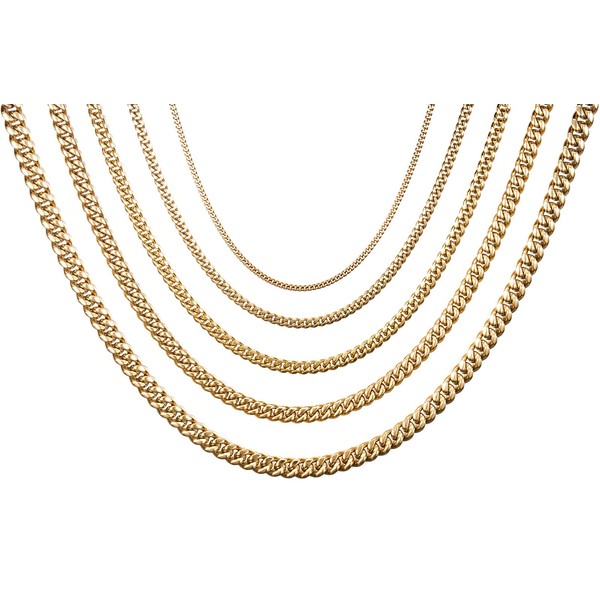 OneChance Women's Men's Curb Chain Cuban Chain Necklace, 4/6/8/10/12 mm