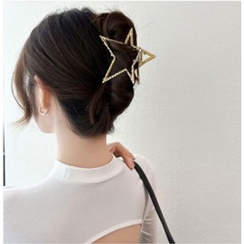 BSLVWG Hair Claw Sliver Star Metal Hair Claw Clips for Thick Heavy Hair Strong Hold Claw Barrettes Star Designs Hair Barrettes Fashion Hair Accessories for Women Girls (Gold)