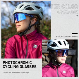 KAPVOE Photochromic Cycling Glasses Men Women Mountain Bike Sunglasses Clear MTB Sports Glasses Transition Bicycle Glasses Triathlon Running UV Protection Blue
