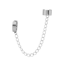 AREUM Stainless Steel Ear Cuff Earrings Chain for Women No Piercing Korean Fashion Olchan Popular Design Ear Cuff & Ear Clip for One Ear, Rhinestone