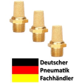 Pneumatic Silencer Made of Sintered Bronze 3/8 Inch Set of 3 Industrial Quality Pneumatic Silencers