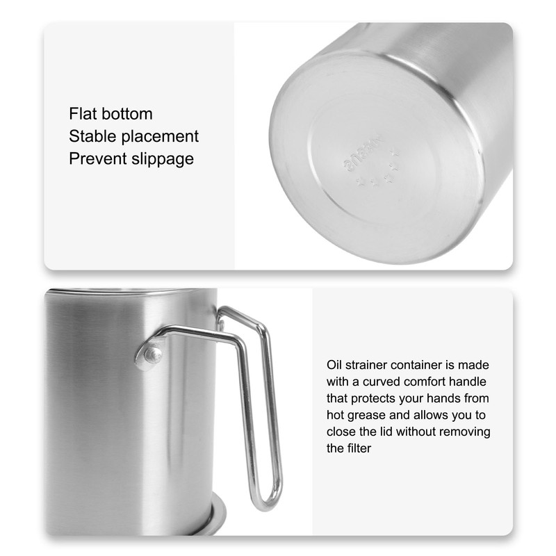 Bacon Grease Container Stainless Steel High Temperature Resistance Oil Strainer