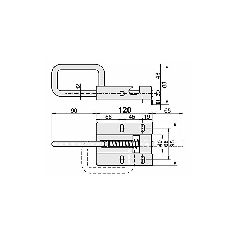 Door Bolt Bolt Bolt Sectional Door Bolt 120/12 Galvanised Silver