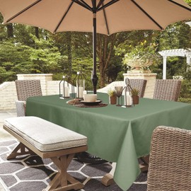 youngseahome Outdoor Tablecloth Wrinkle-Free Stain Resistant Waterproof Polyester Fabric Table Cover with Zipper Umbrella Hole for Picnic/Party/Dinner/Patio Garden(60×84inch,Zippered,Sage Green)