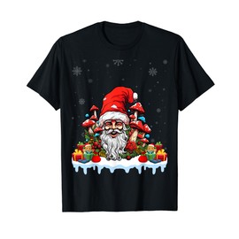 Mushroom Wearing Santa Hat Xmas Holiday Mushroom Christmas T-Shirt