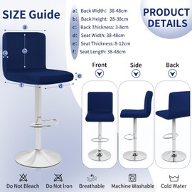 Showgeous Set of 4 Bar Chair Covers, Bar Stool Covers, Stretch Removable Dining Room Chair Covers for Pub Counter, Dining Chair, Bar Stool, Counter Slipcovers, Dining Room Chair Protective Cover (Navy