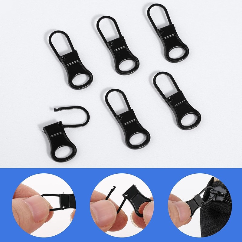 6pcs Replacement Zipper Pull Detachable Zipper Pull Tabs Metal Extender