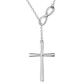 Miaofu Cross Necklace Womens Cross Nexklace Simple Sterling Silver Cross Necklace Cute Cross Pendant Necklace Unique Silver Cross Necklace for Women Girls Cross Necklace Cross Necklace for Women