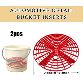 MUQIDA 2 PCS Car Wash Bucket Insert, Plastic Wash Bucket Insert Removes Dirt Debris for Car Detailing Cleaning, Auto Detail Grit Trap Fits 12 Inch Diameter or 3-5 Gallon Bucket (Red)