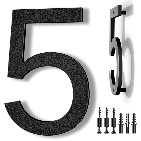 IVERRA 8 Inch Large Floating House Numbers, Black Modern House
