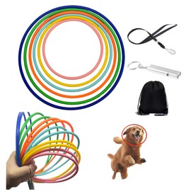 FarwenC 12Pcs Dog Flying Ring Toys, Outdoor Training Flying Dog Disc, Durable Safety Chew Beach Pet Interactive Toys, Lightweight Fitness Flying Discs in 6 Size for Small Medium Large Dogs