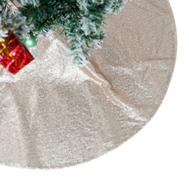 Christmas Tree Skirt 127 cm Round Christmas Champagne Sequin Tree Skirt Xmas Tree Ornament for Holiday Decoration(50 inches,Champagne)