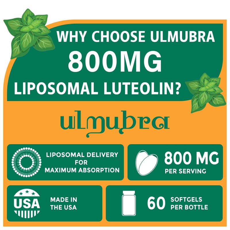 Ulmubra 800 MG Liposomal Luteolin Supplement - Maximum Absorption, Premium