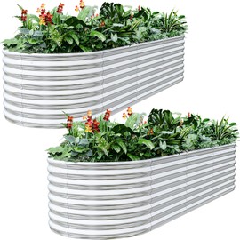 BTDVR 2PCS Galvanized Raised Garden Bed Outdoor, Metal Raised Beds for Vegetables, Above Ground Garden Box for Flower, Steel Garden Bed for Gardening - 65x20 inch
