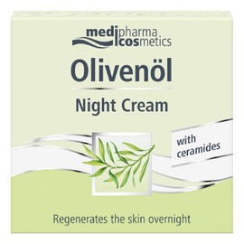 Medipharma Cosmetics Olivenol Night Cream - Moisturising Night Face Cream 50 ml - Anti-Ageing Treatment with Olive Oil, Jojoba Oil and Karite Butter for Dry Skin (Men and Women)