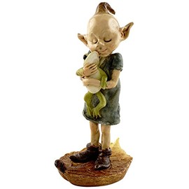 Top Collection Miniature Fairy Garden and Terrarium Statue, Garden Pixie Elf Hugging Frog